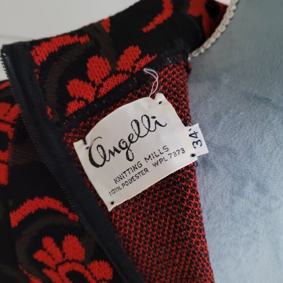 Vintage 60s / 70s Angelli Knitting Mills stretchy floral long sleeve shirt - Picture 6 of 7